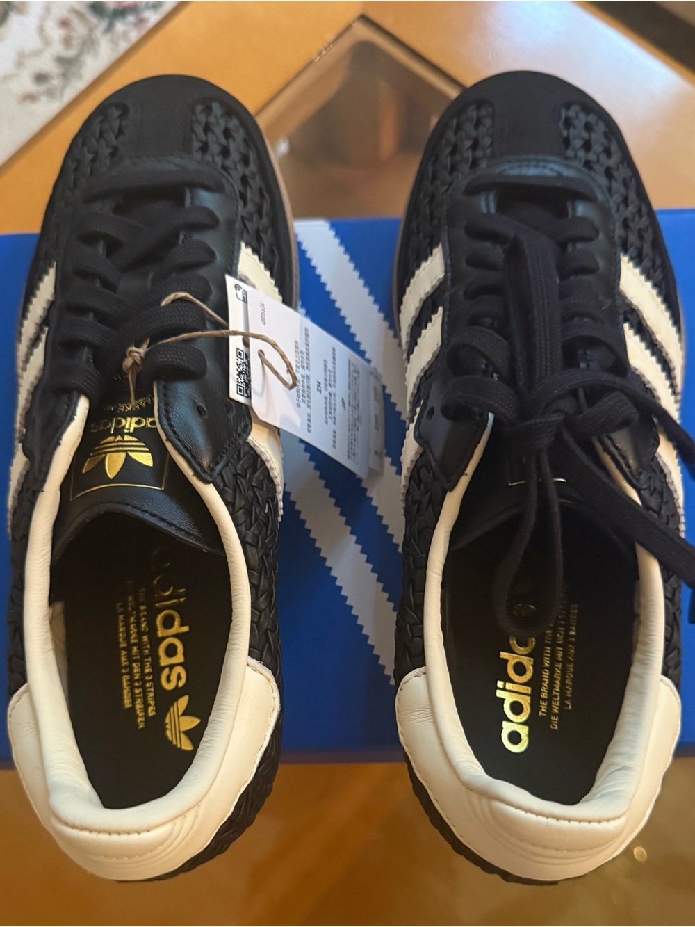 adidas Samba OG W Black & White Woven Leather Sneakers - Picture 2 of 6